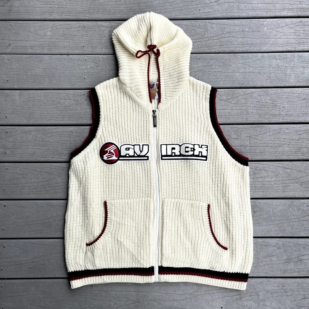 Avirex Cream and Red Hooded Vest